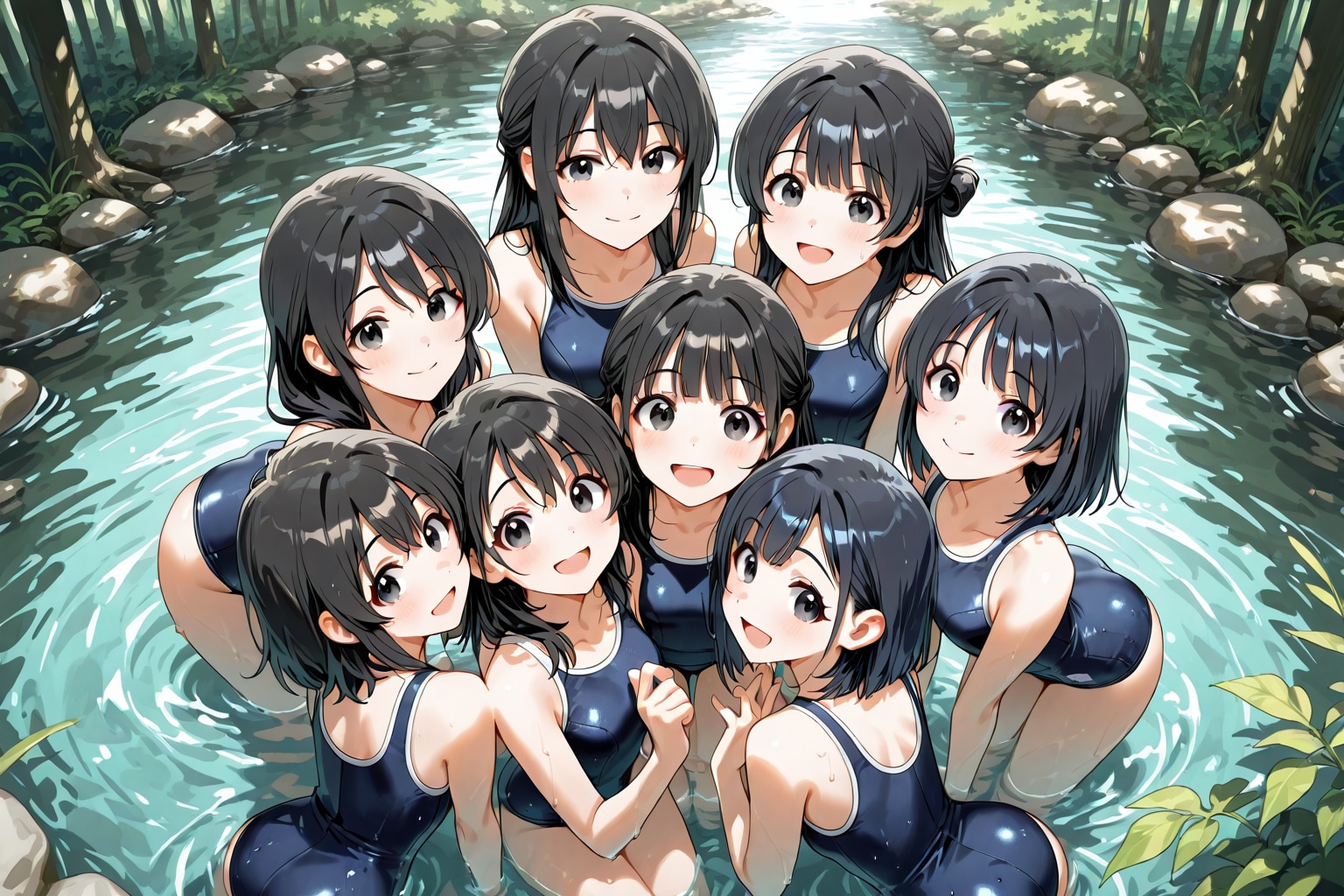 夏の小川で