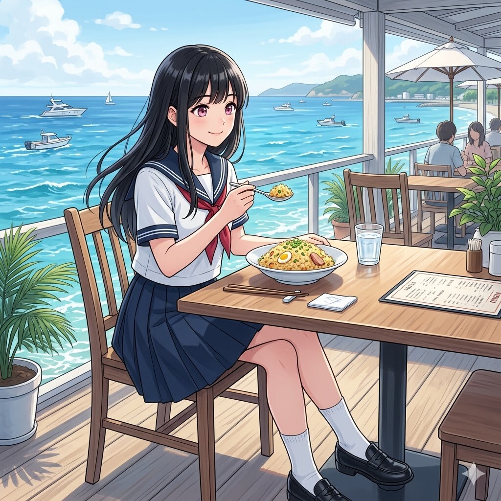 炒飯を食べているししょちゃん