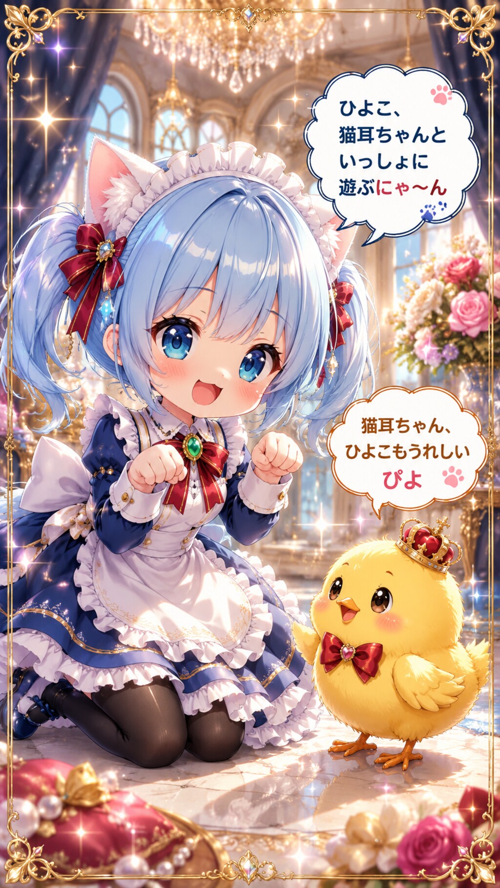 猫耳ちゃんとひよこ