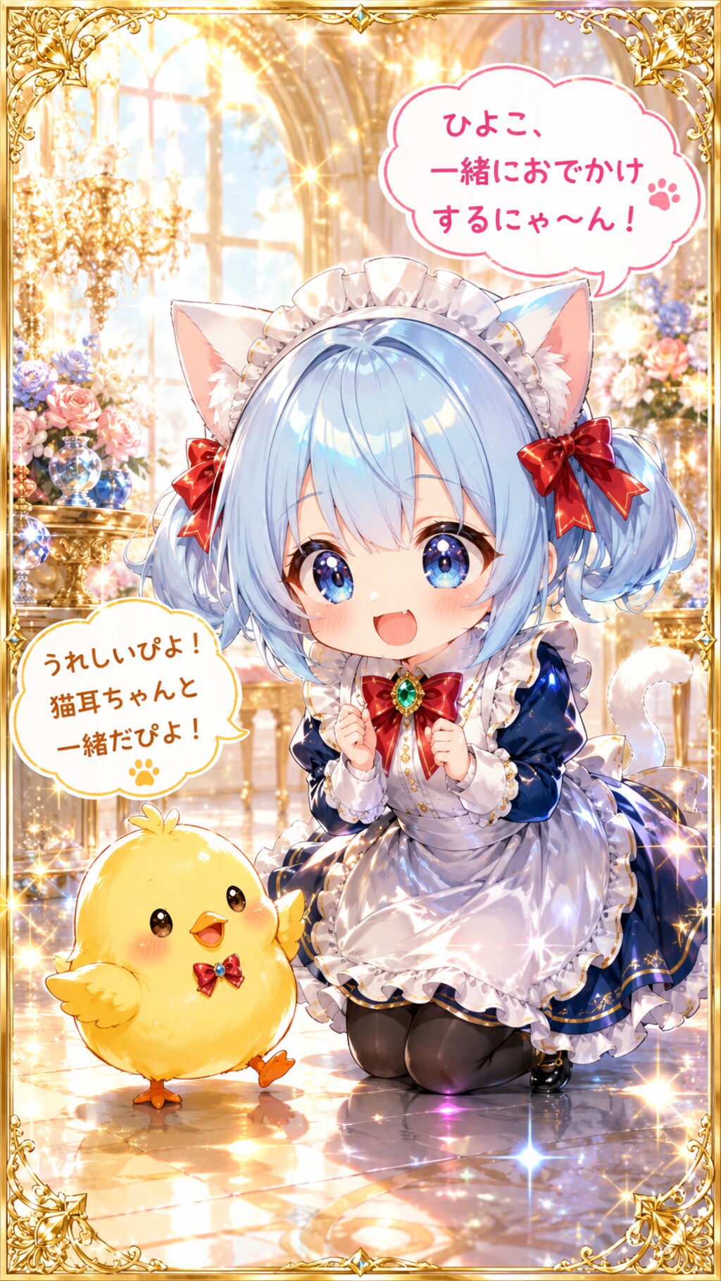 猫耳ちゃんとひよこ