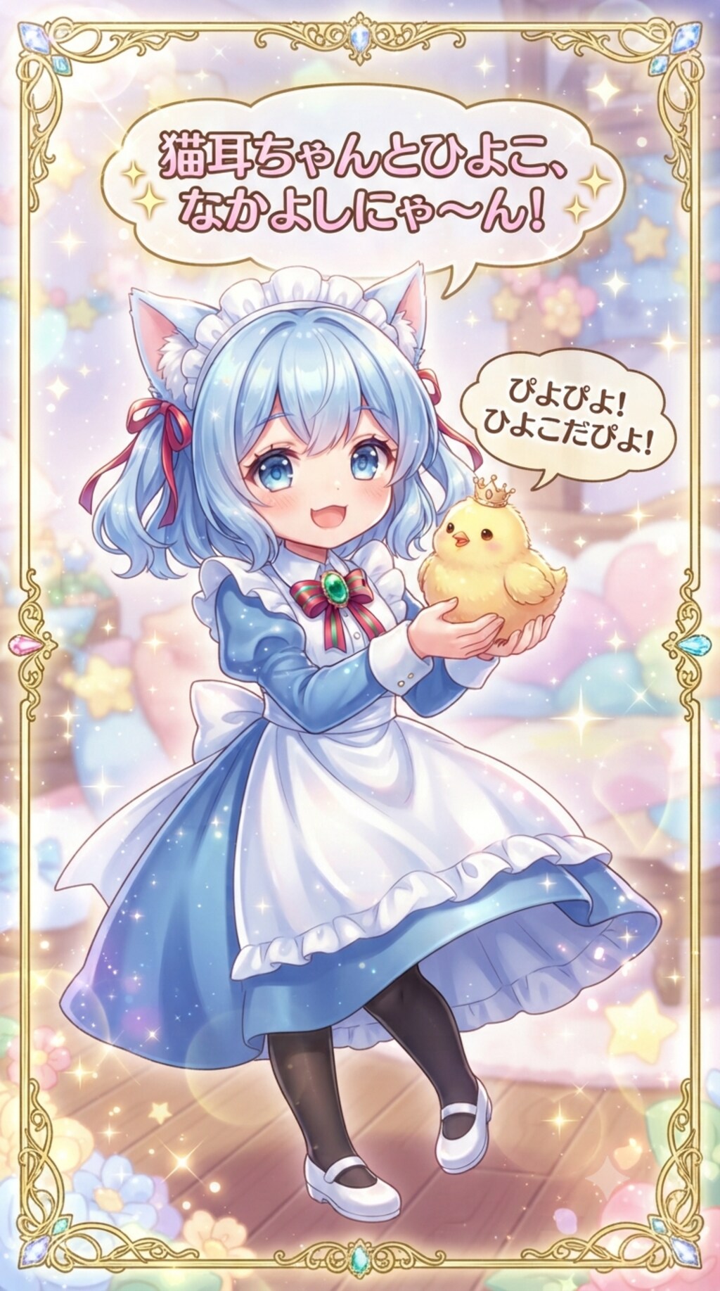 猫耳ちゃんとひよこ