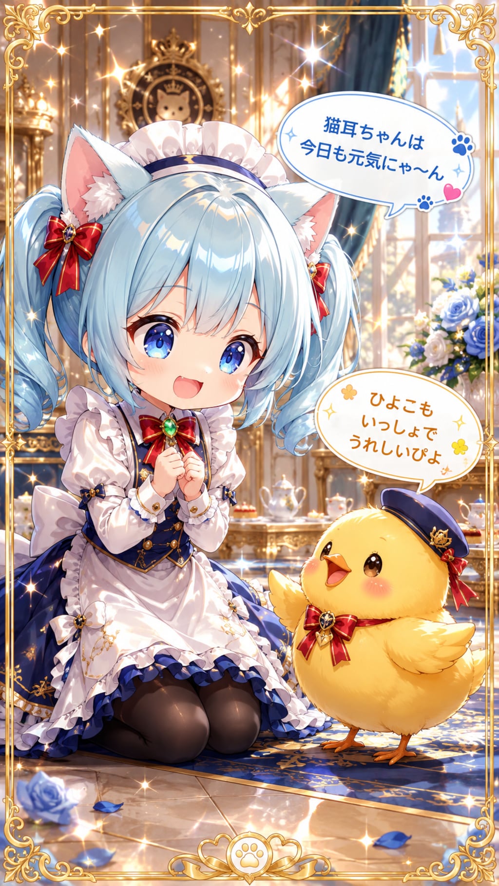 猫耳ちゃんとひよこ