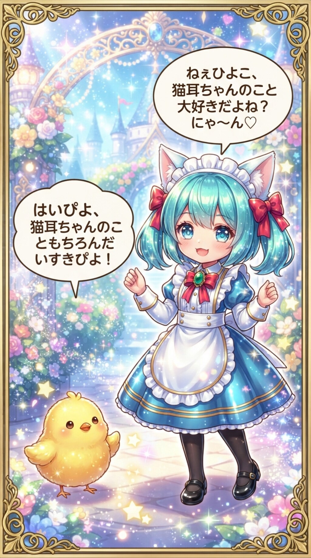 猫耳ちゃんとひよこ