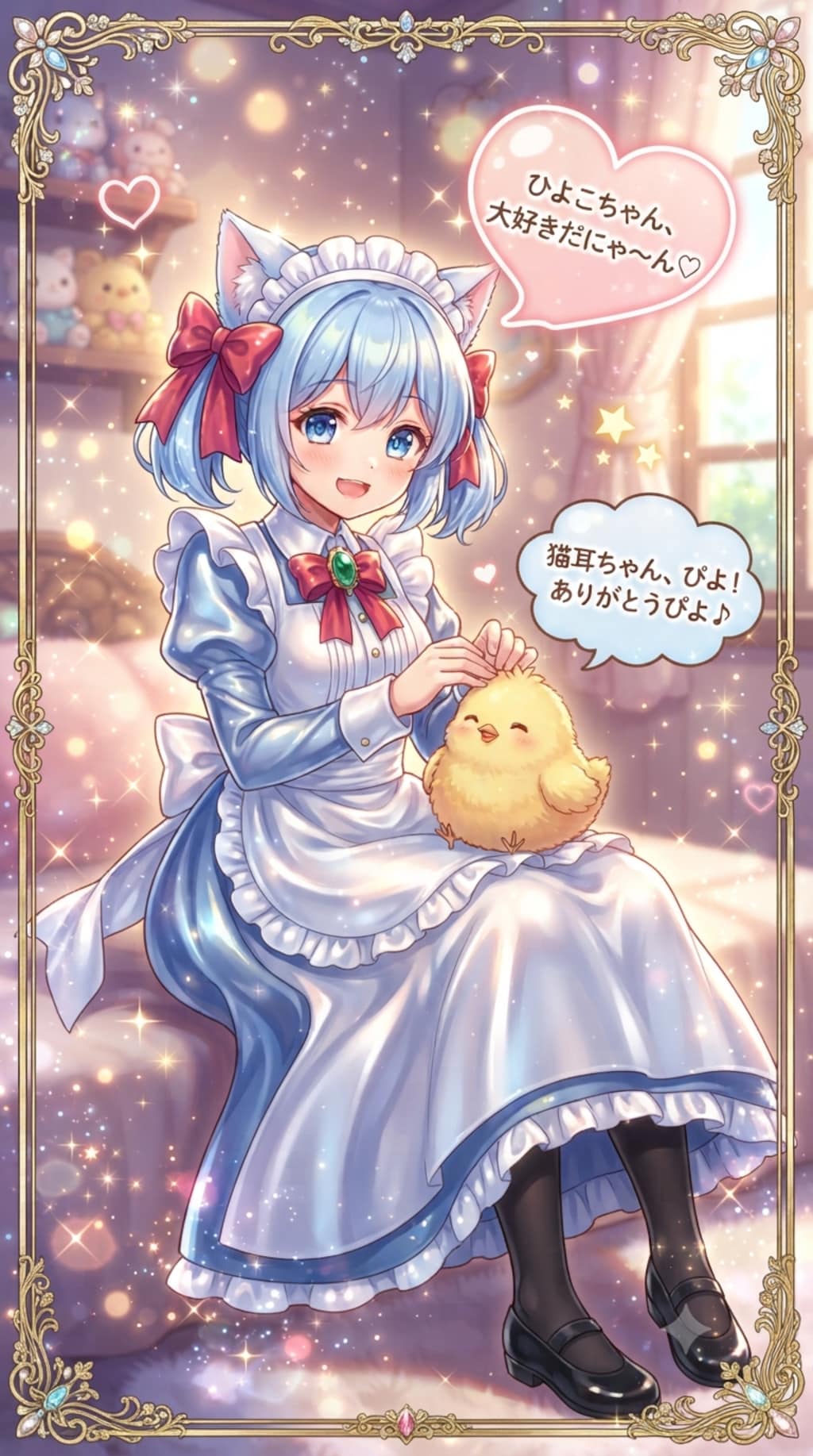 猫耳ちゃんとひよこ