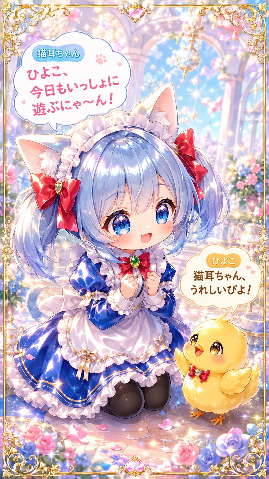 猫耳ちゃんとひよこ