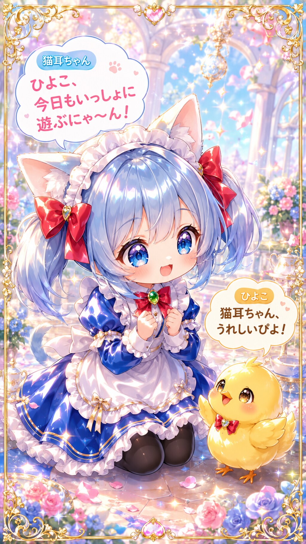 猫耳ちゃんとひよこ