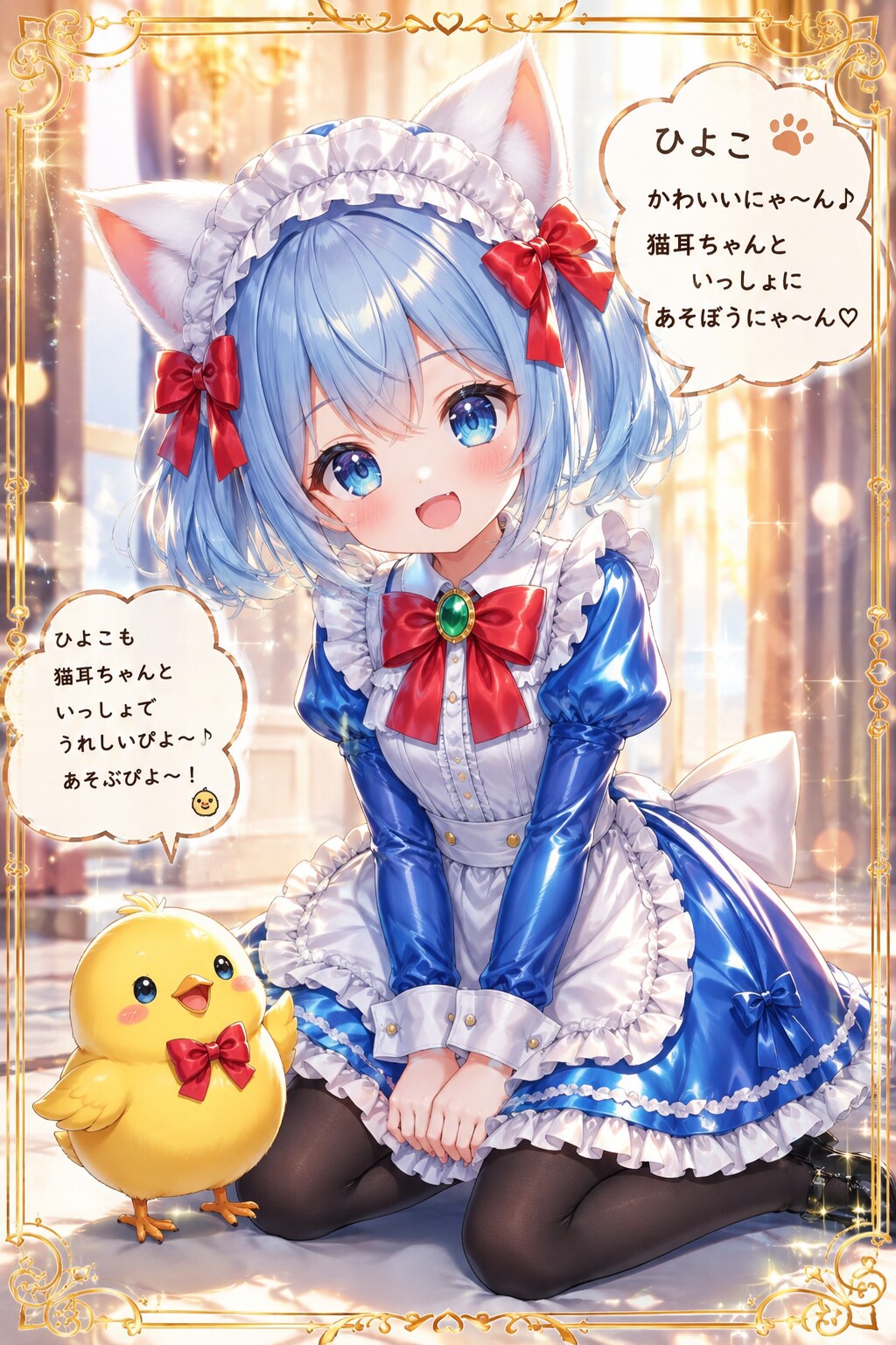 猫耳ちゃんとひよこ