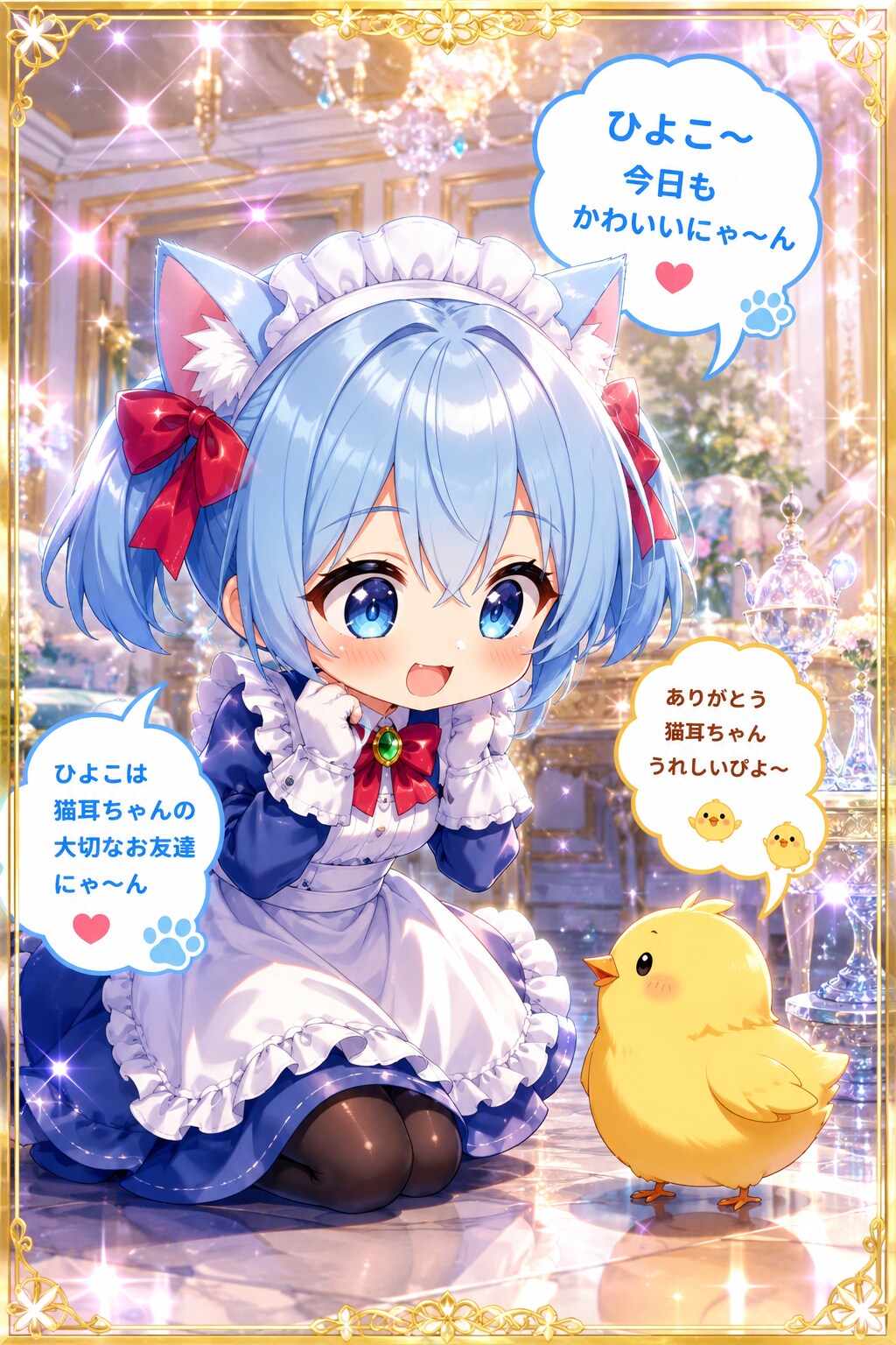 猫耳ちゃんとひよこ