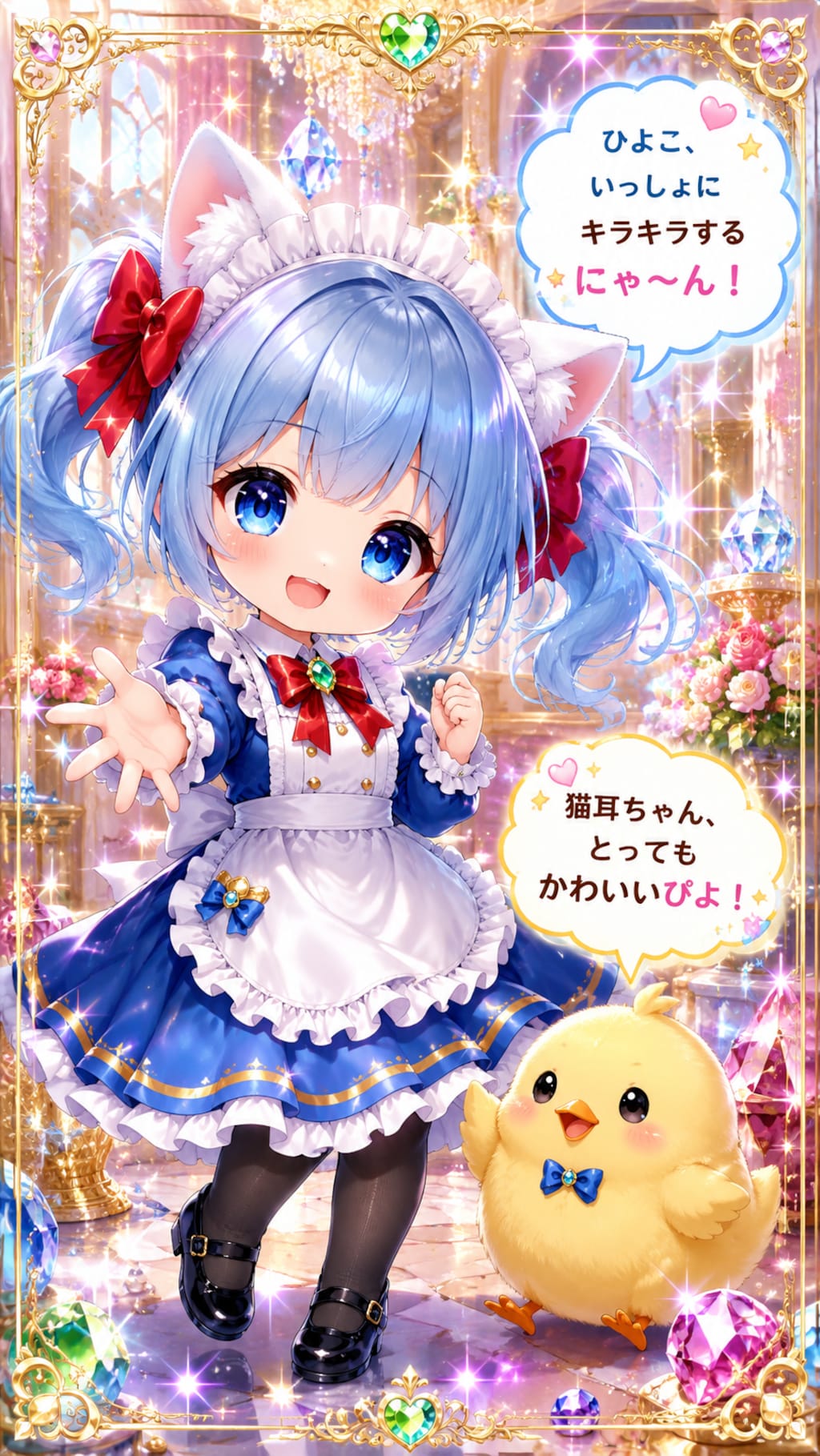 猫耳ちゃんとひよこ