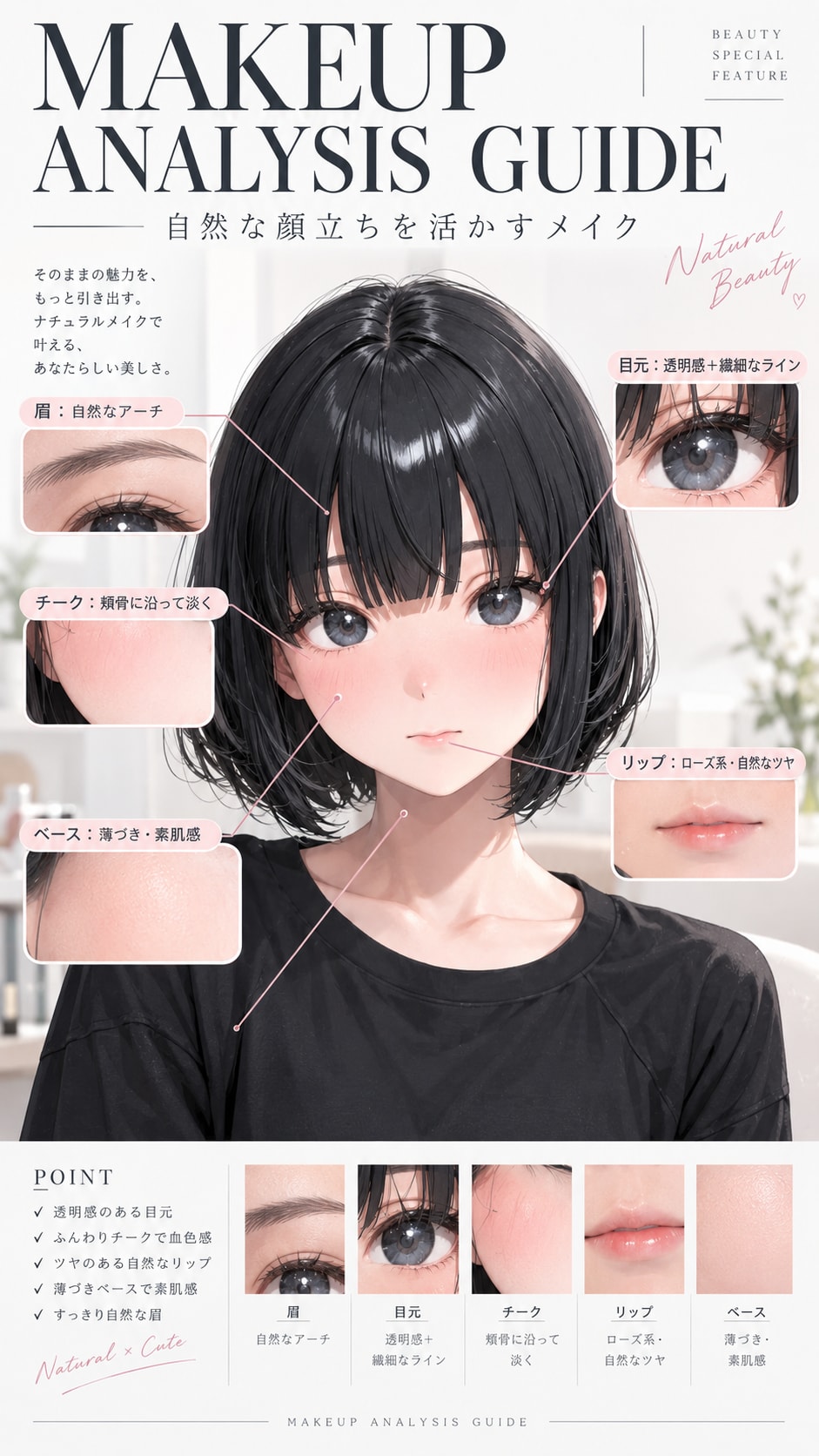神楽坂環のメイクアップ解説 | の人気AIイラスト・グラビア