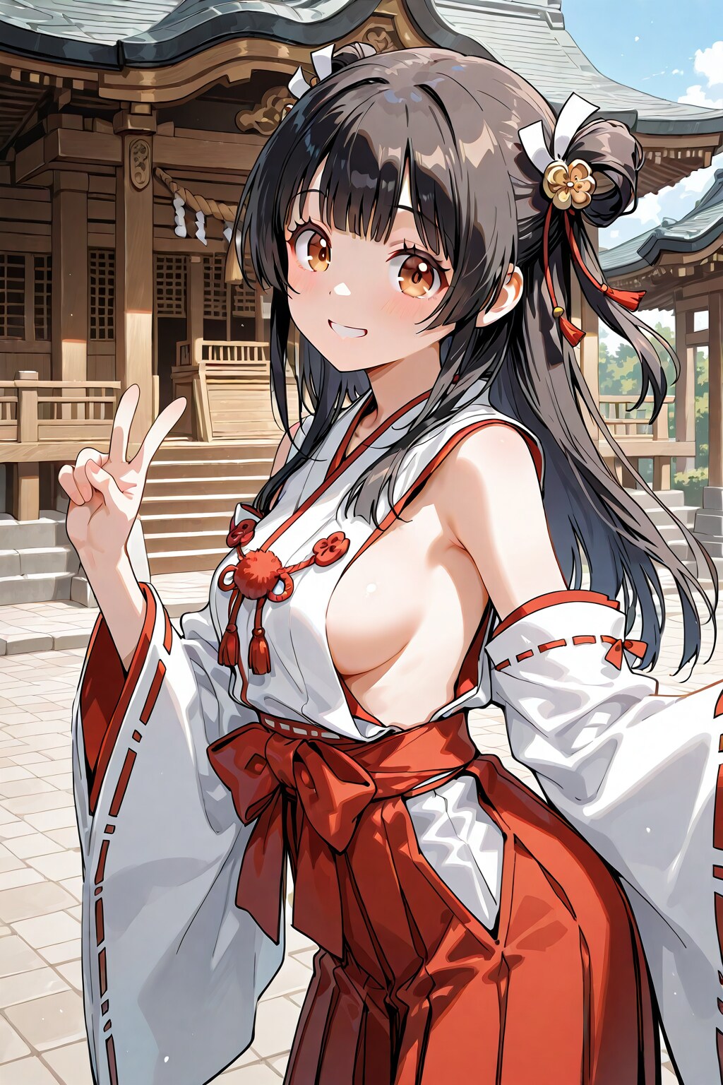 横乳巫女