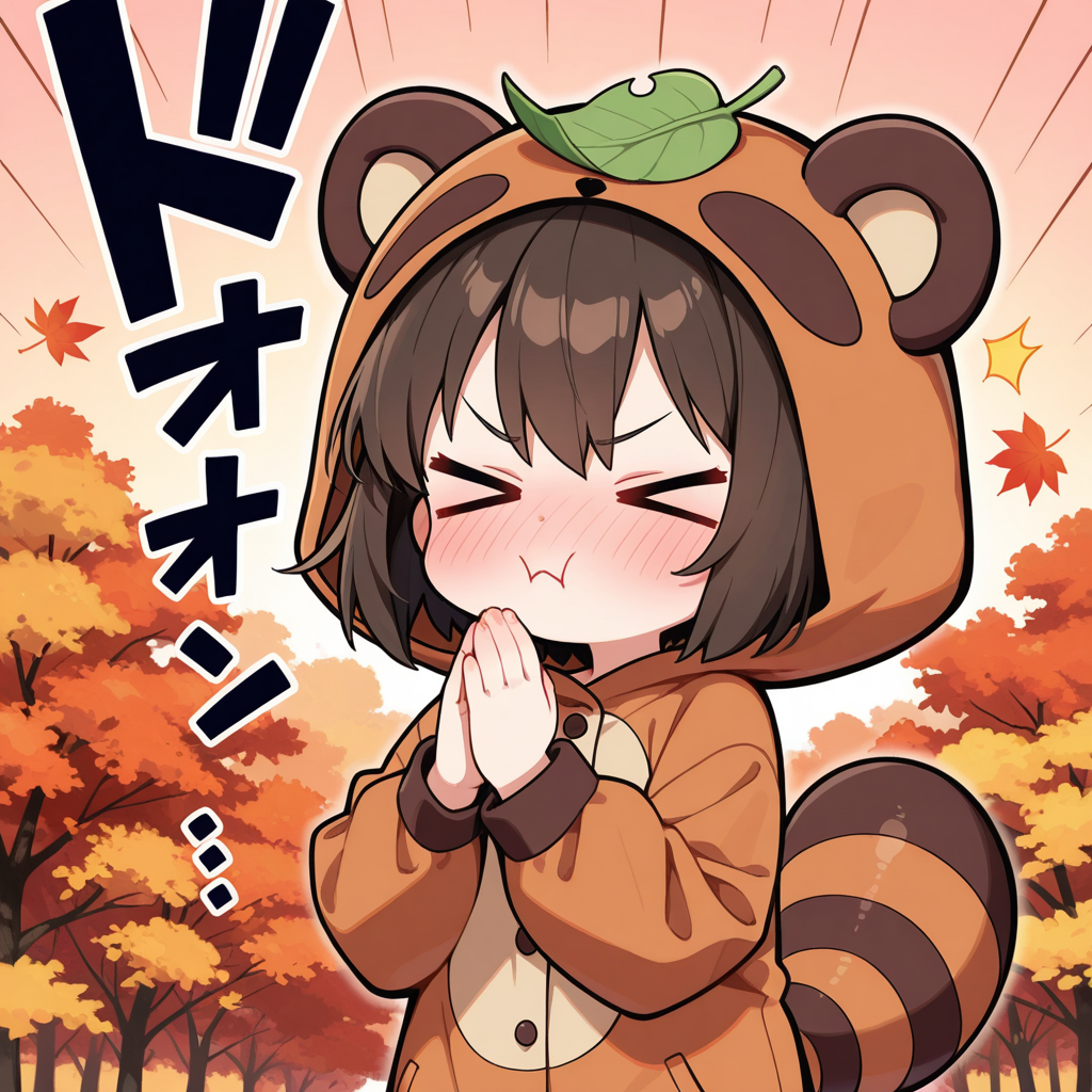 タヌキさんは変化（へんげ）する時、葉を頭に乗せるのです！！ | の人気AIイラスト・グラビア