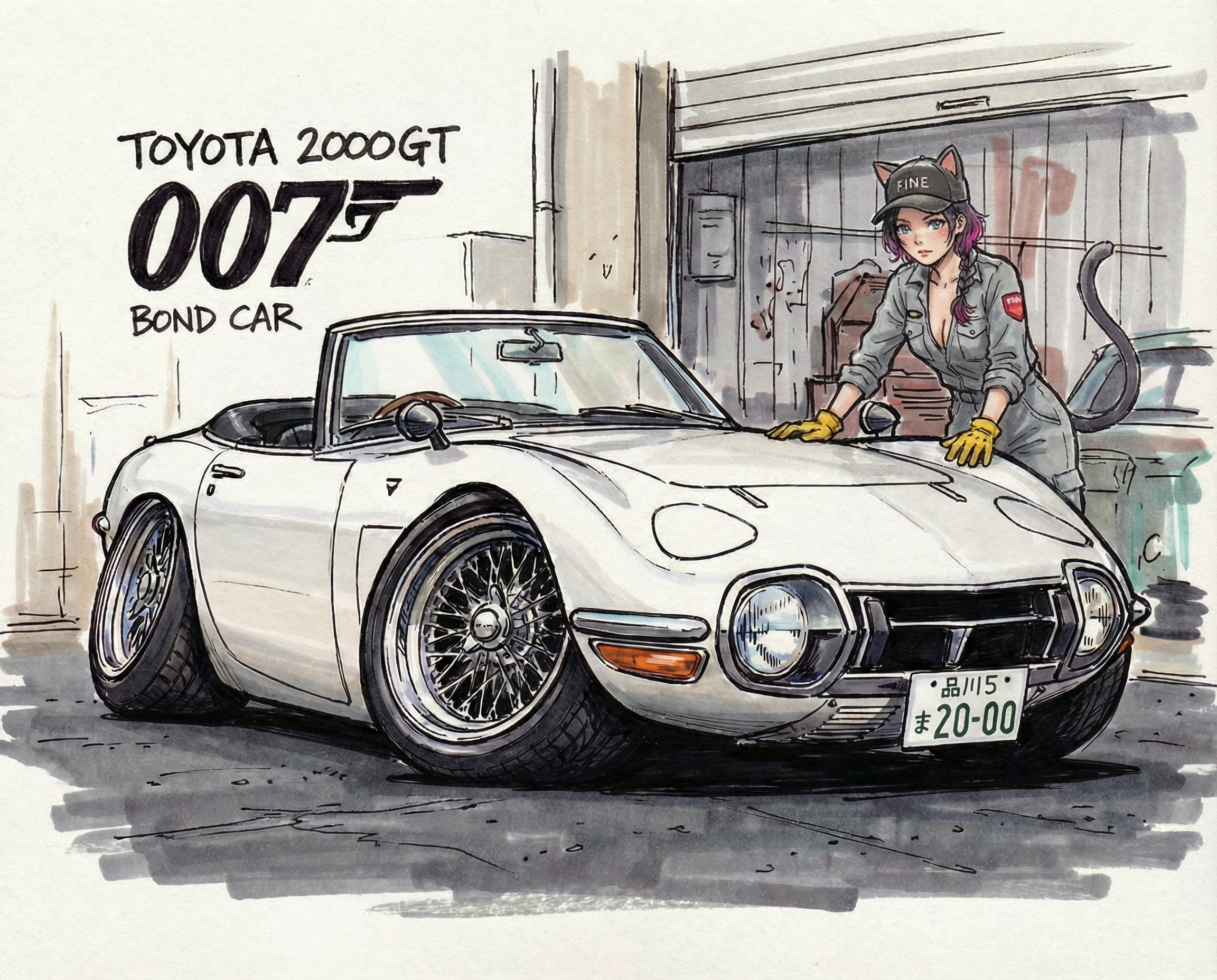 TOYOTA2000GT(BOND CAR)と蒼那 | の人気AIイラスト・グラビア