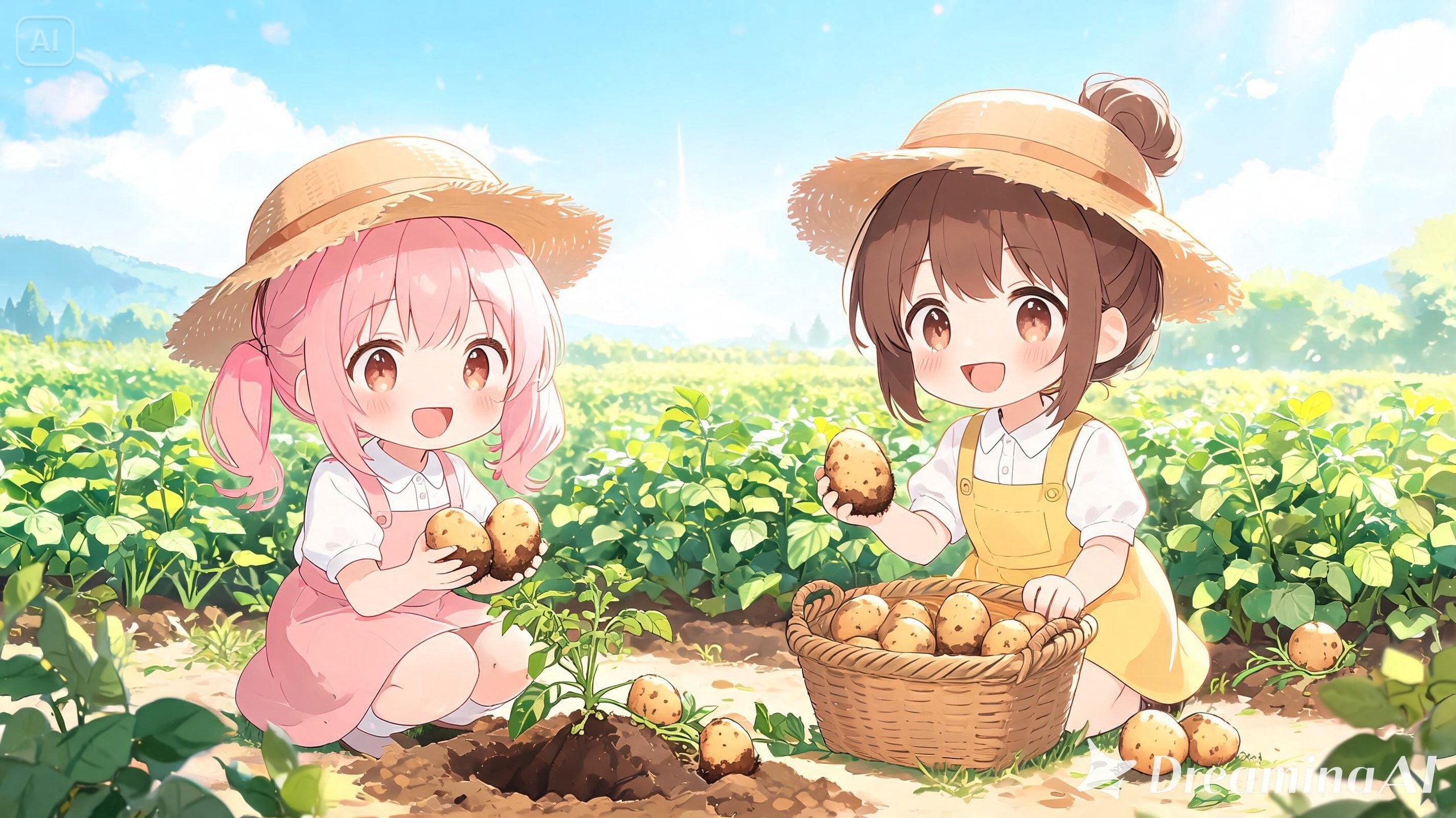 可愛いお姉さんたちが ジャガイモを収穫中3 | の人気AIイラスト・グラビア
