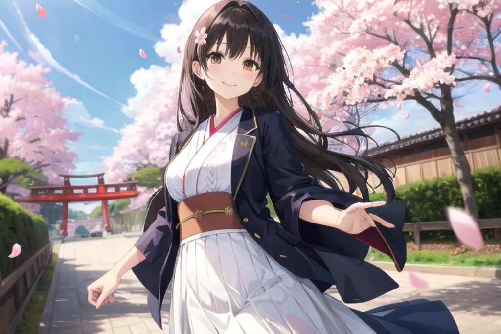 青空と桜をバックに