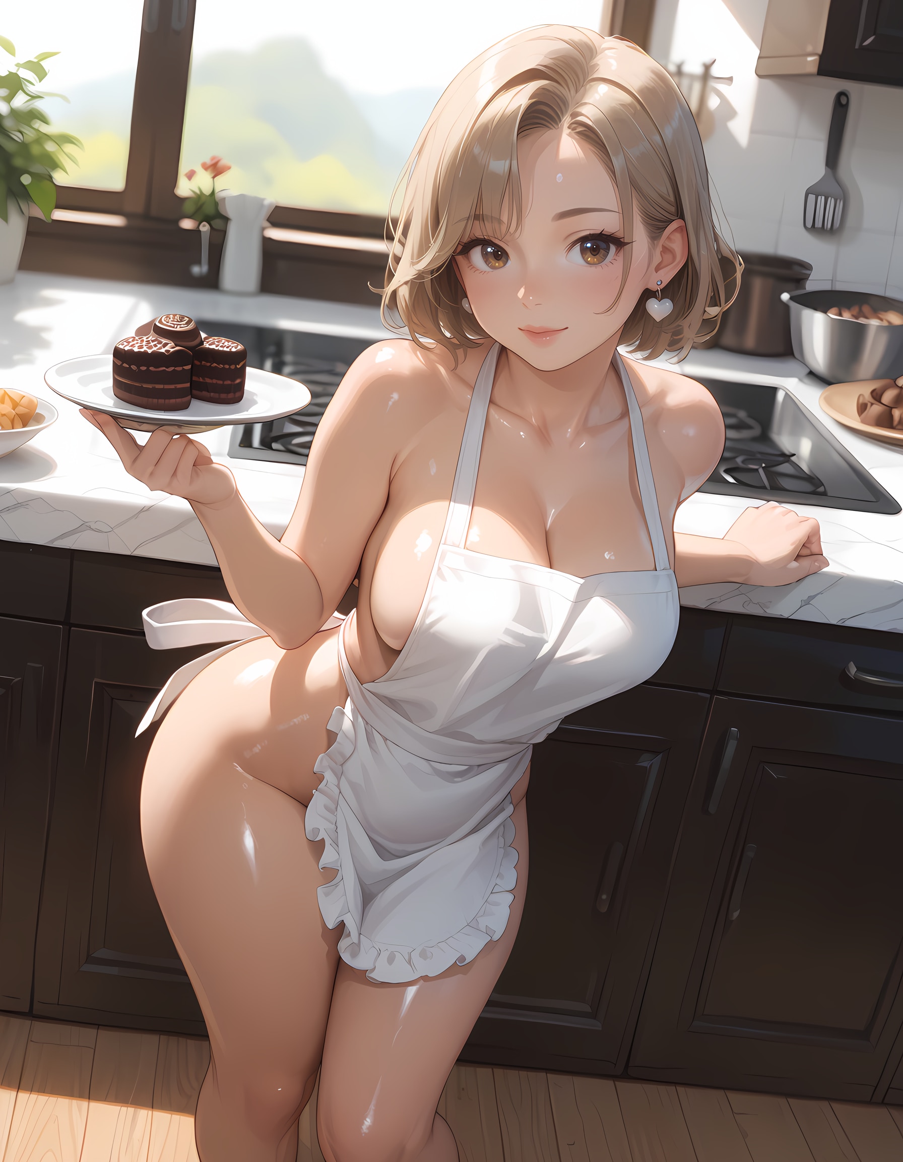 エプロンから溢れるたわわ