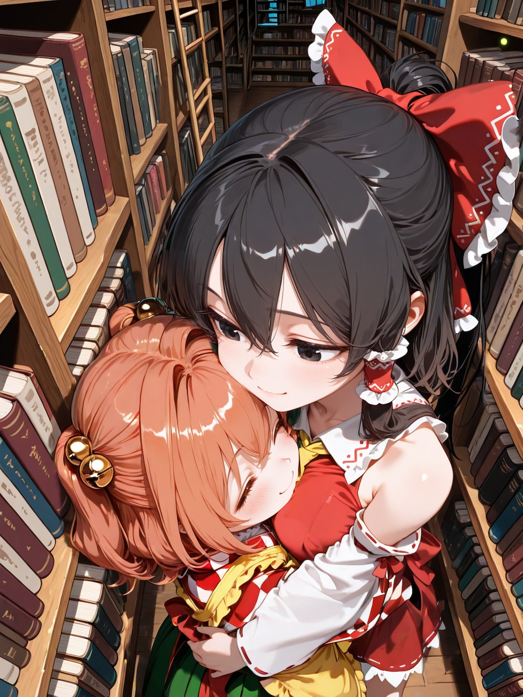 その本はそこの本棚の奥ですね