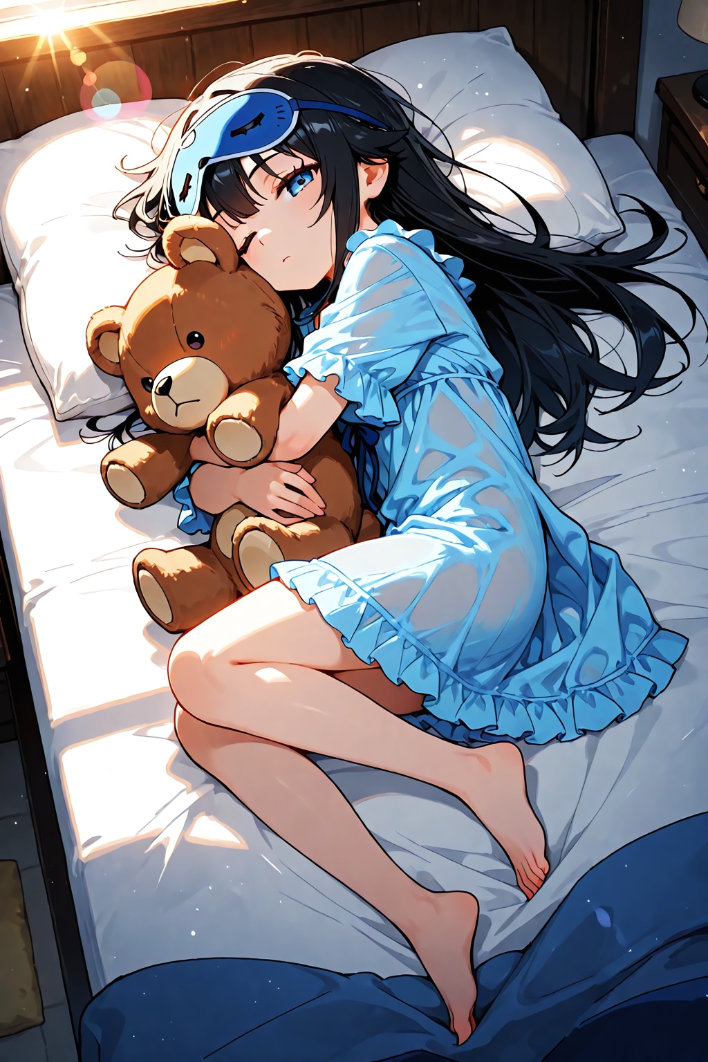 青いアイマスクとクマの居場所