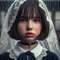 ロシア美人の小学生女子13歳2人寄り添い（ギャル）（台風の中）（豪雨）（大きな唇）（雨を食べる）（下を向く）（チョーカー）（ベール）苦悶表情（全体撮影）（睨む）（カメラ目線）（ヘアピン）（ボブヘアー） 12枚目
