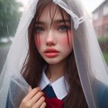 ロシア美人の小学生女子13歳2人寄り添い（ギャル）（台風の中）（豪雨）（大きな唇）（雨を食べる）（下を向く）（チョーカー）（ベール）苦悶表情（全体撮影）（睨む）（カメラ目線）（ヘアピン）（ボブヘアー） 8枚目