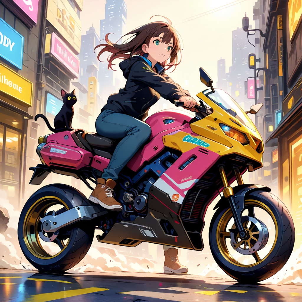 バイク好きな彼女 | の人気AIイラスト・グラビア