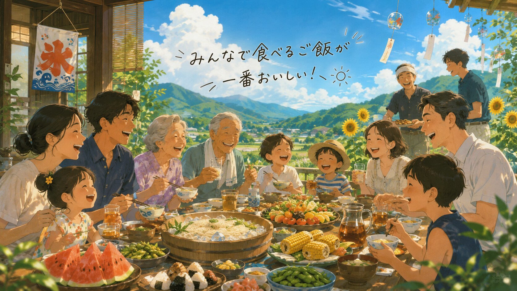 みんなで食べるご飯が一番美味しい（夏Ver）