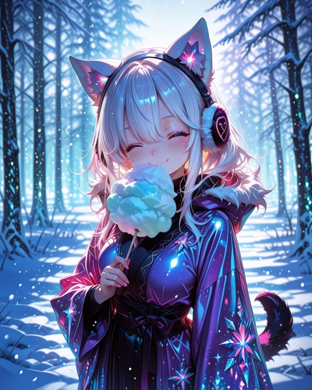 雪猫さんと綿あめ