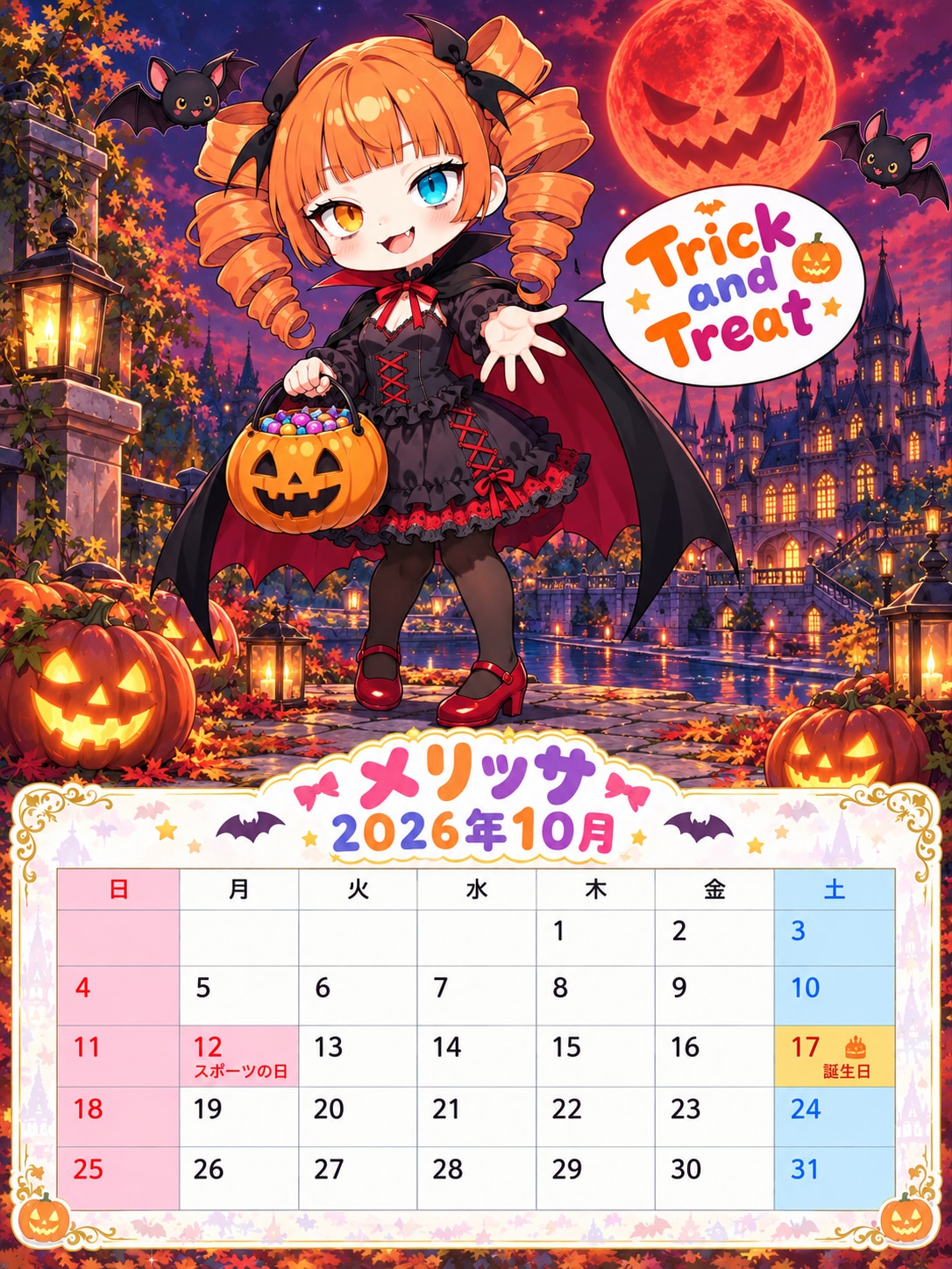 ウチの娘カレンダー１０月 | の人気AIイラスト・グラビア