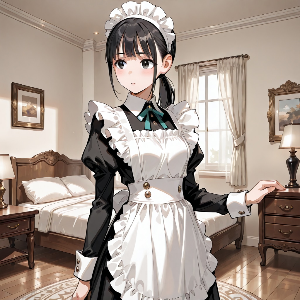 黒髪メイド | の人気AIイラスト・グラビア