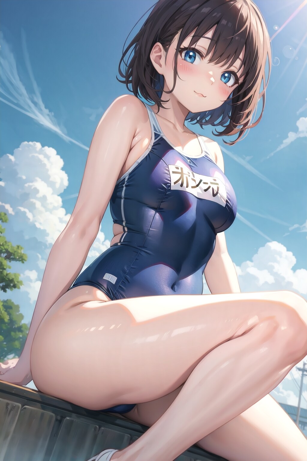 ムッチリした女性とスクール水着