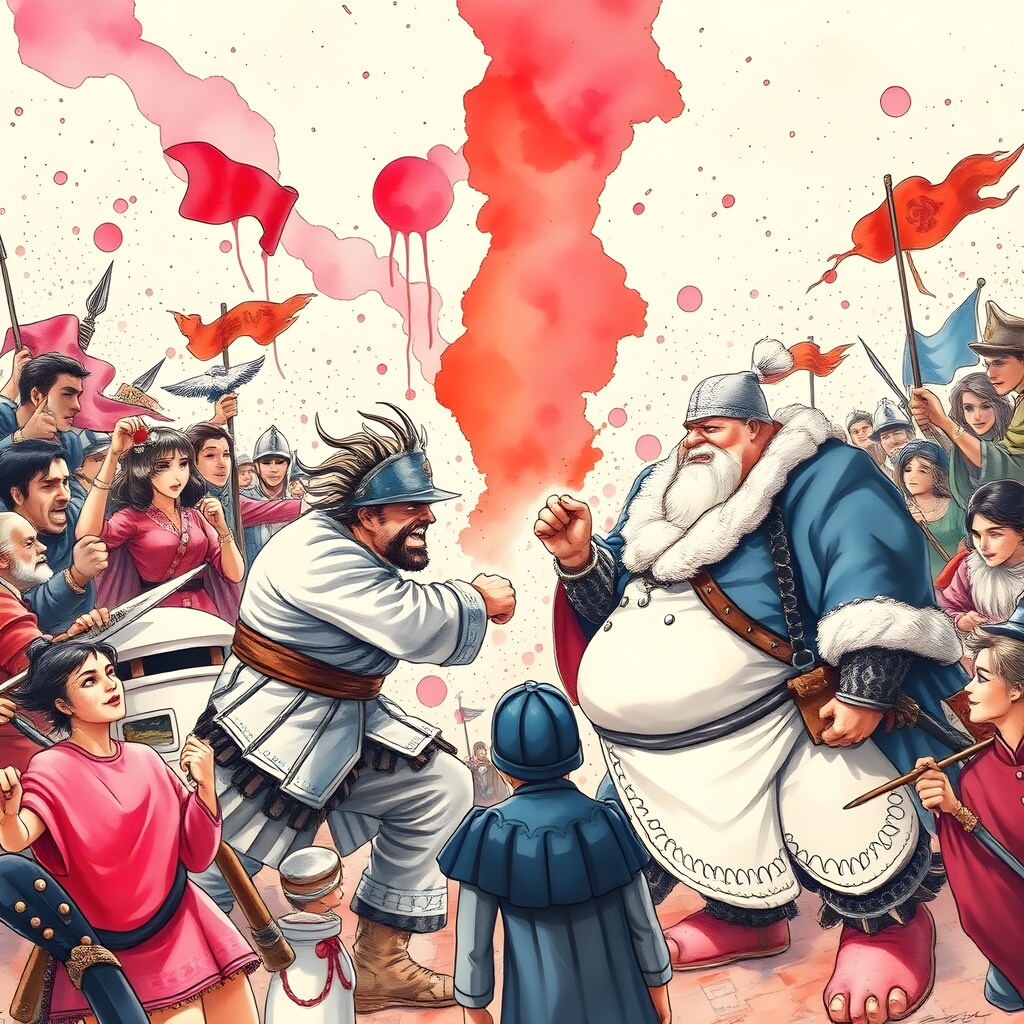 ノスタリア共和国VSぽっちゃり共和国(風刺画)