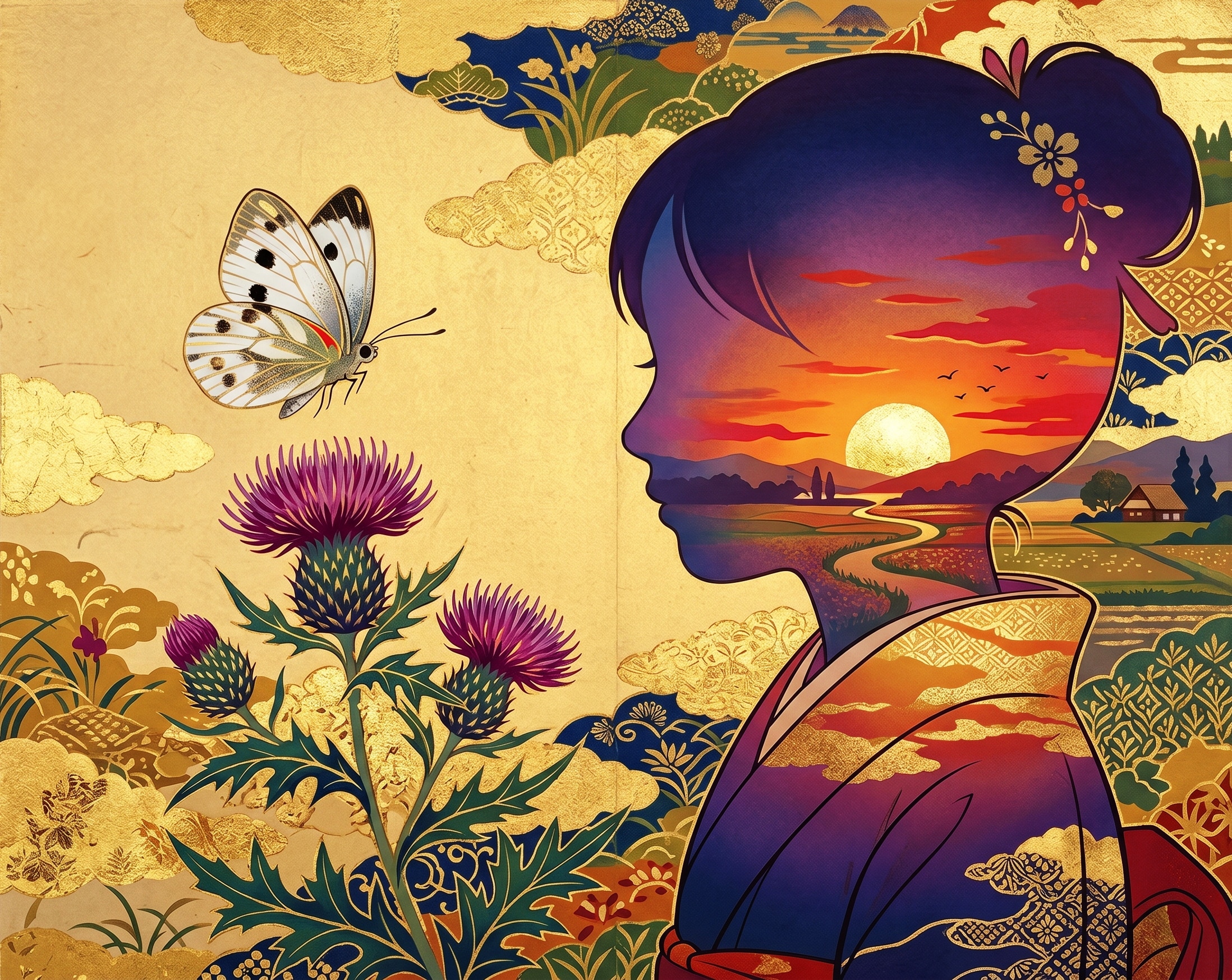 野薊(のあざみ)と春の夕暮れ | の人気AIイラスト・グラビア