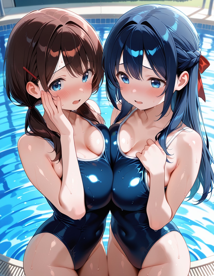 お乳合わせ (スク水版)