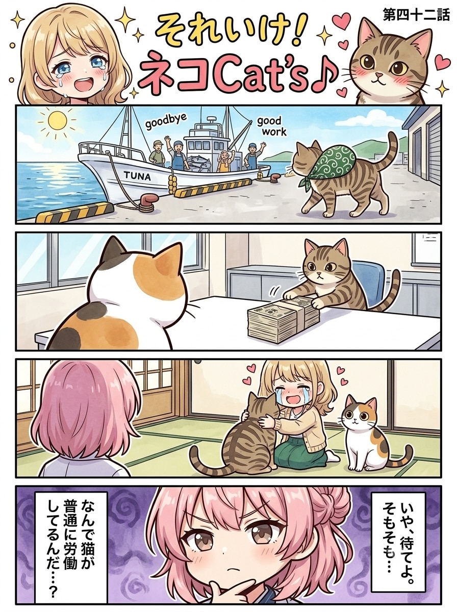 【42話】それいけ！ネコCat's♪(４コマ漫画) | の人気AIイラスト・グラビア