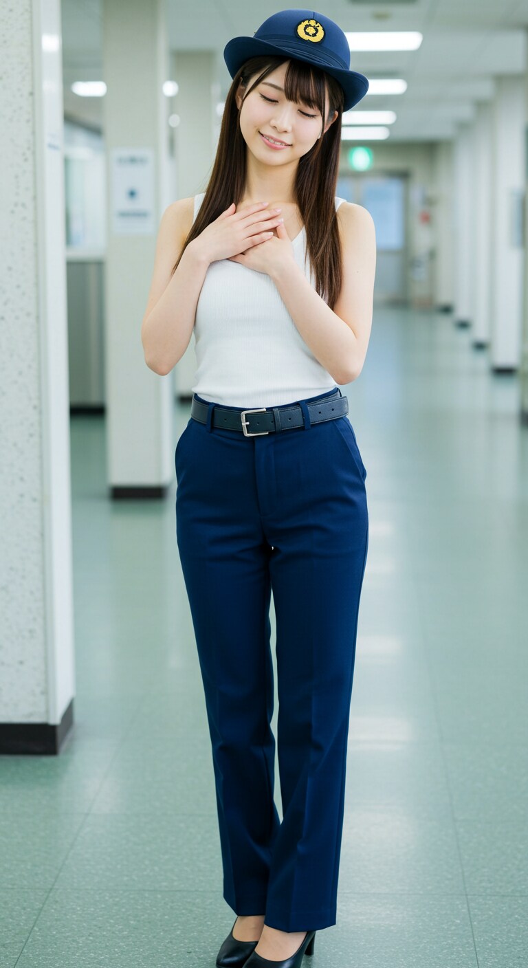 かっこかわいい婦警のロマンティックな憩い