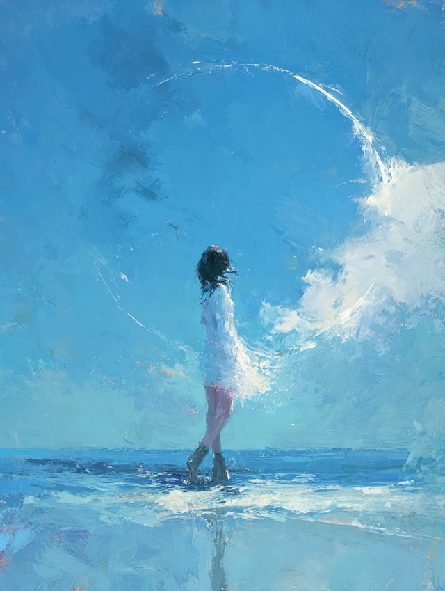 青空に白い月 | の人気AIイラスト・グラビア