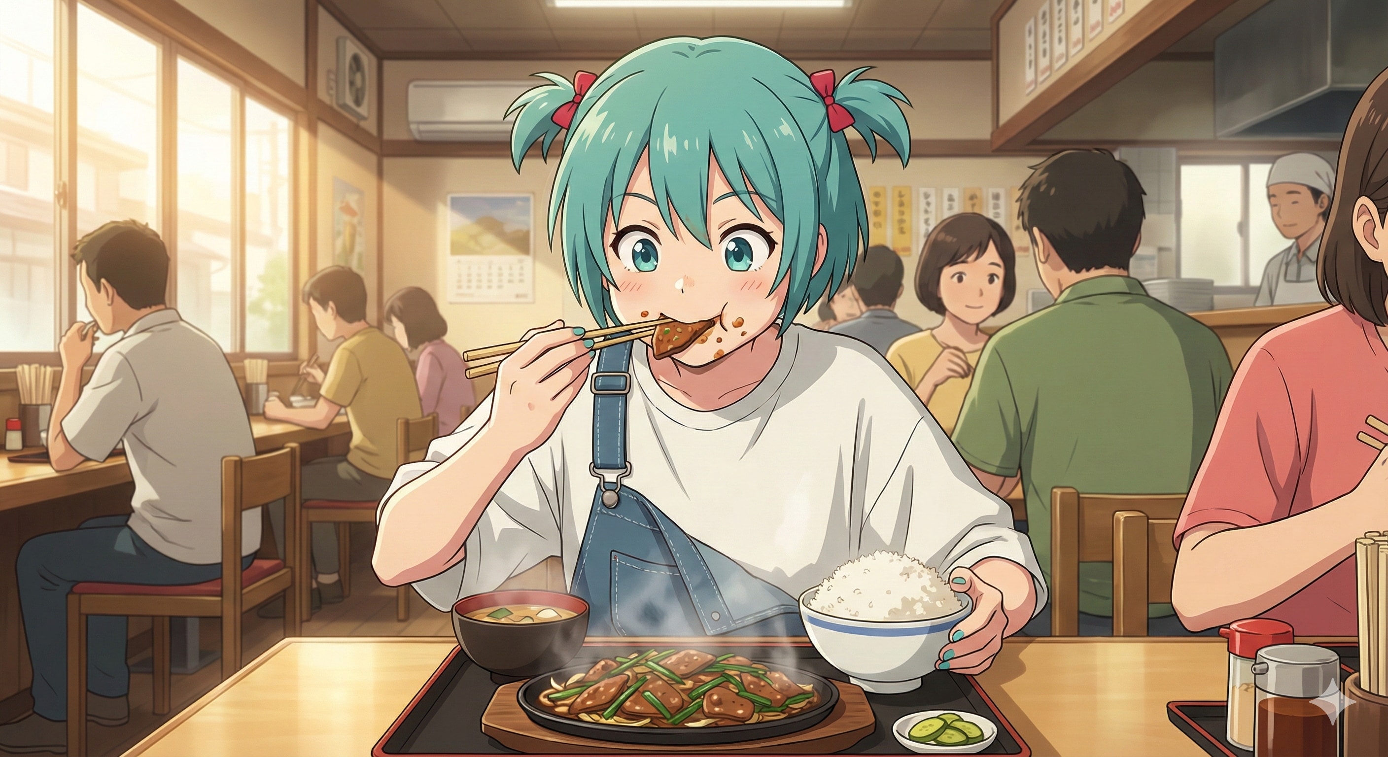 今日のお昼ご飯は、レバニラ定食です(￣∇￣)ヽ | の人気AIイラスト・グラビア