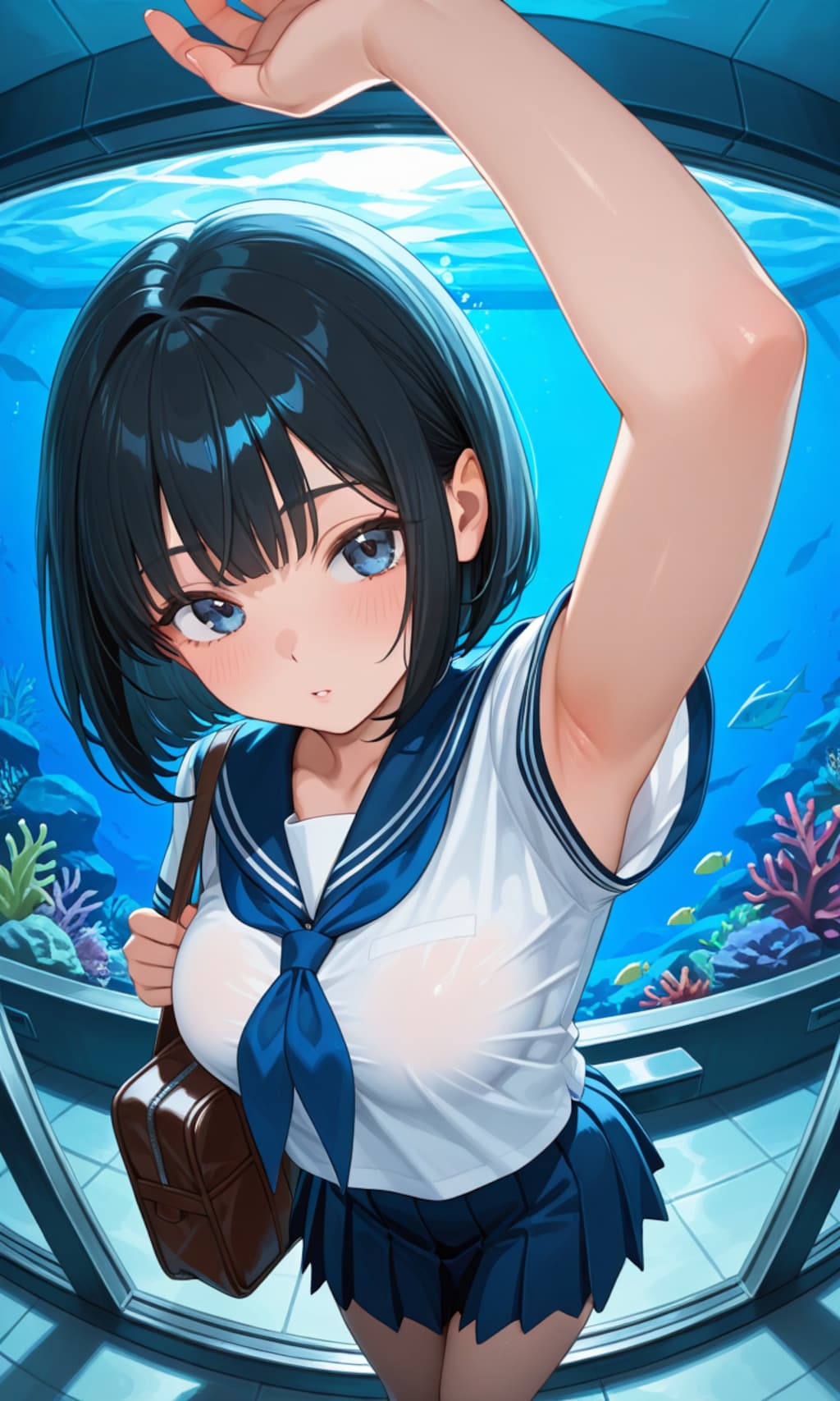水族館デート（巨乳セーラー服ちゃんのワキ）