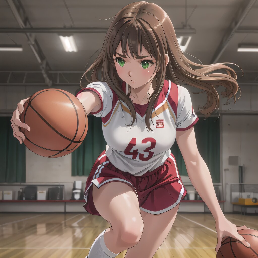 茶髪ロングでユニフォームの少女５