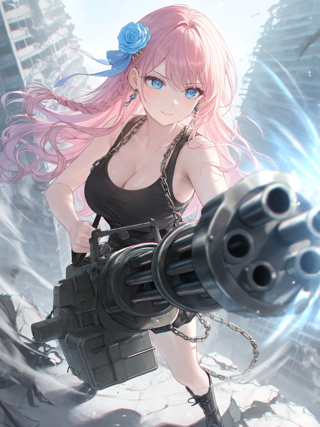 ピンク髪と機関銃