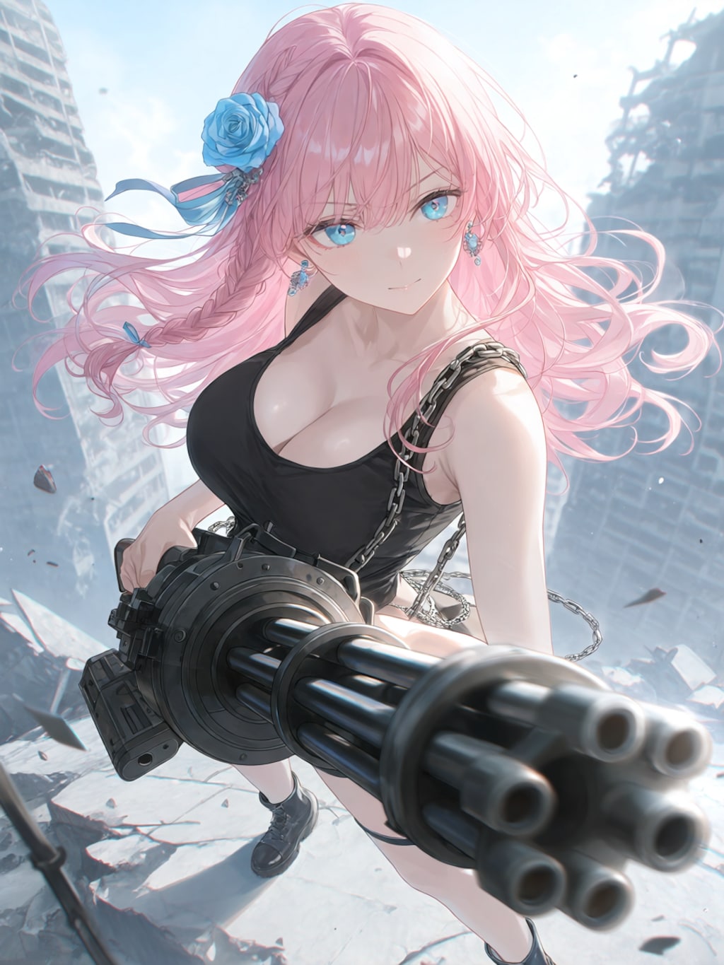 ピンク髪と機関銃
