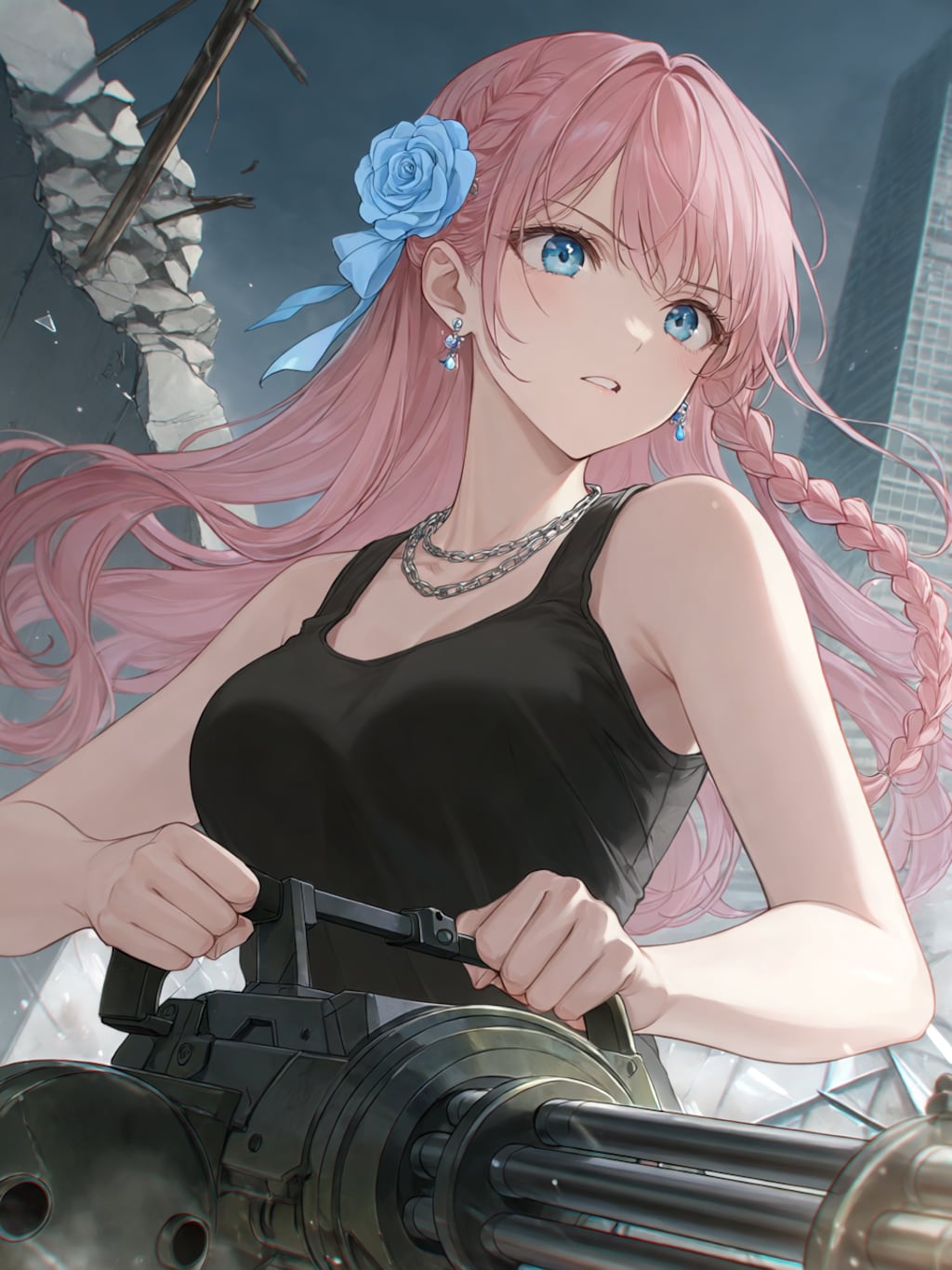 ピンク髪と機関銃