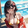 和柄ビキニのお姉さん👘👙 3枚目