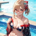 和柄ビキニのお姉さん👘👙 4枚目