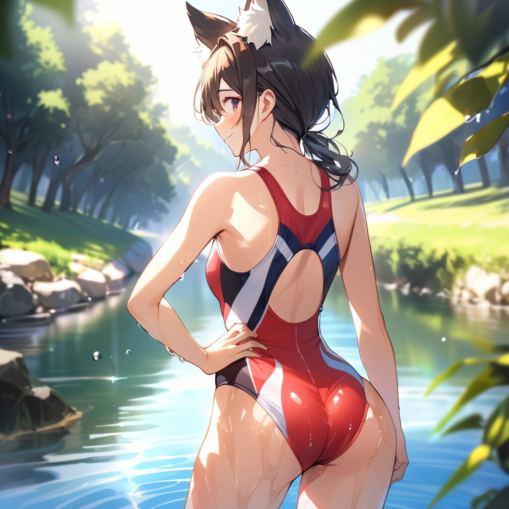 獣耳ボーイッシュ競泳水着さん
