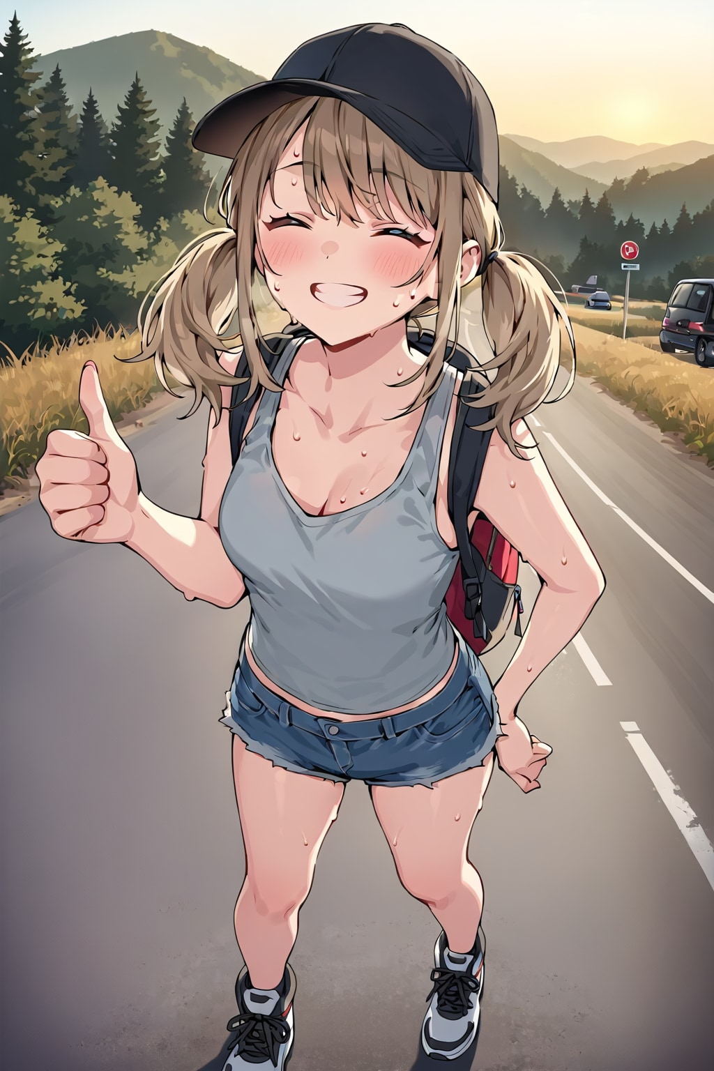 ヒッチハイク娘 | の人気AIイラスト・グラビア