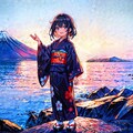 駿河湾越しの富士と夕日 2枚目
