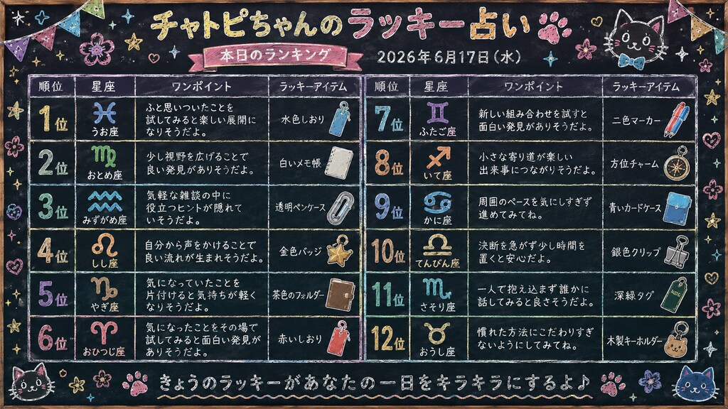 チャトピちゃん占い(06/17)