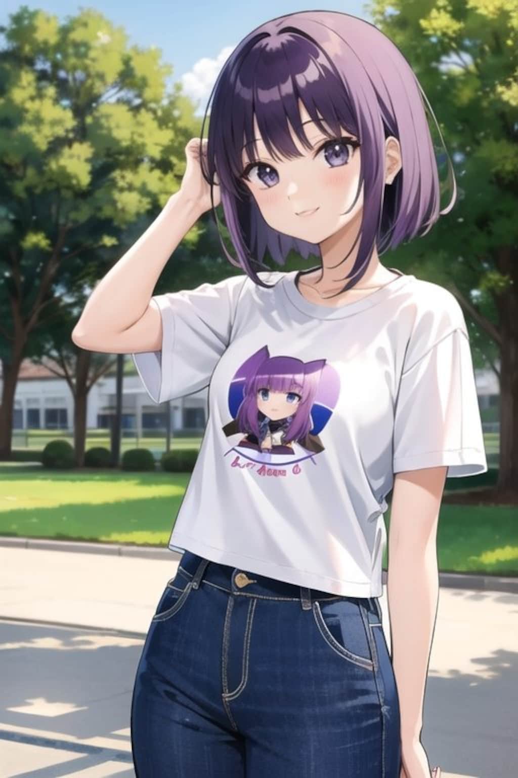 アニメキャラの服を着ながら