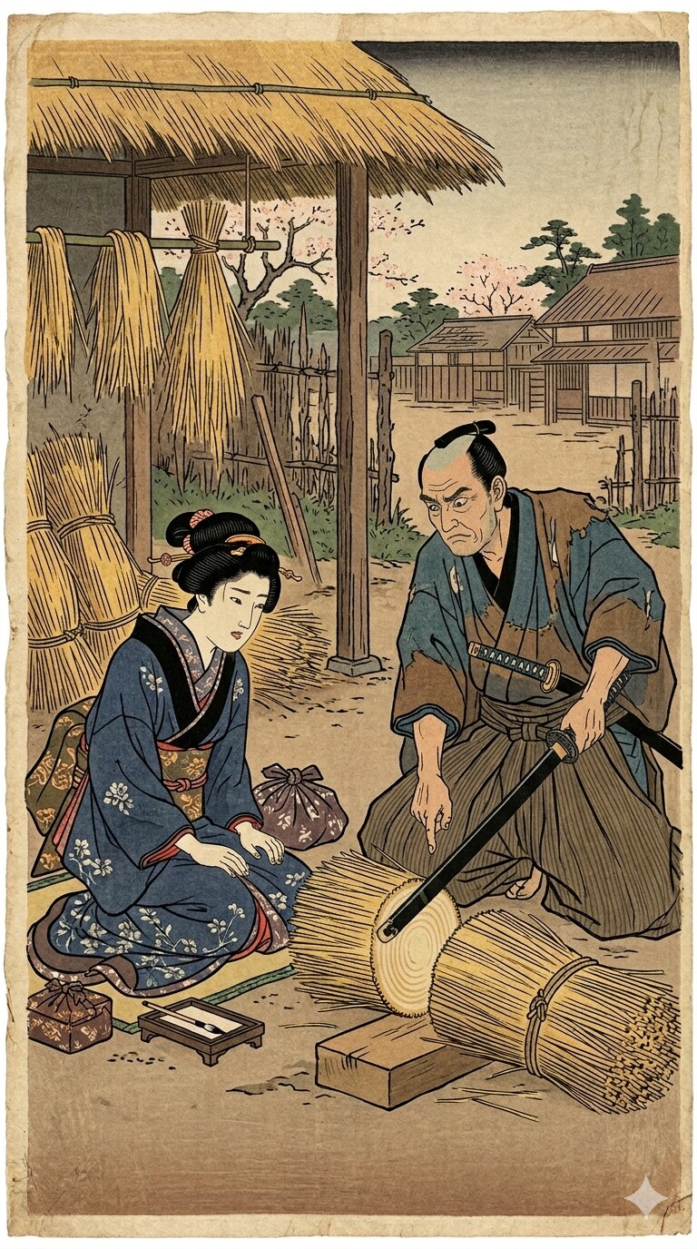藁の切り口の美しさで占う